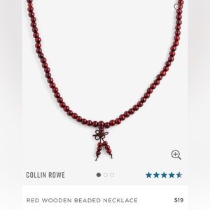 🔴 NWOT RED WOODEN BEADED NECKLACE JEWELRY